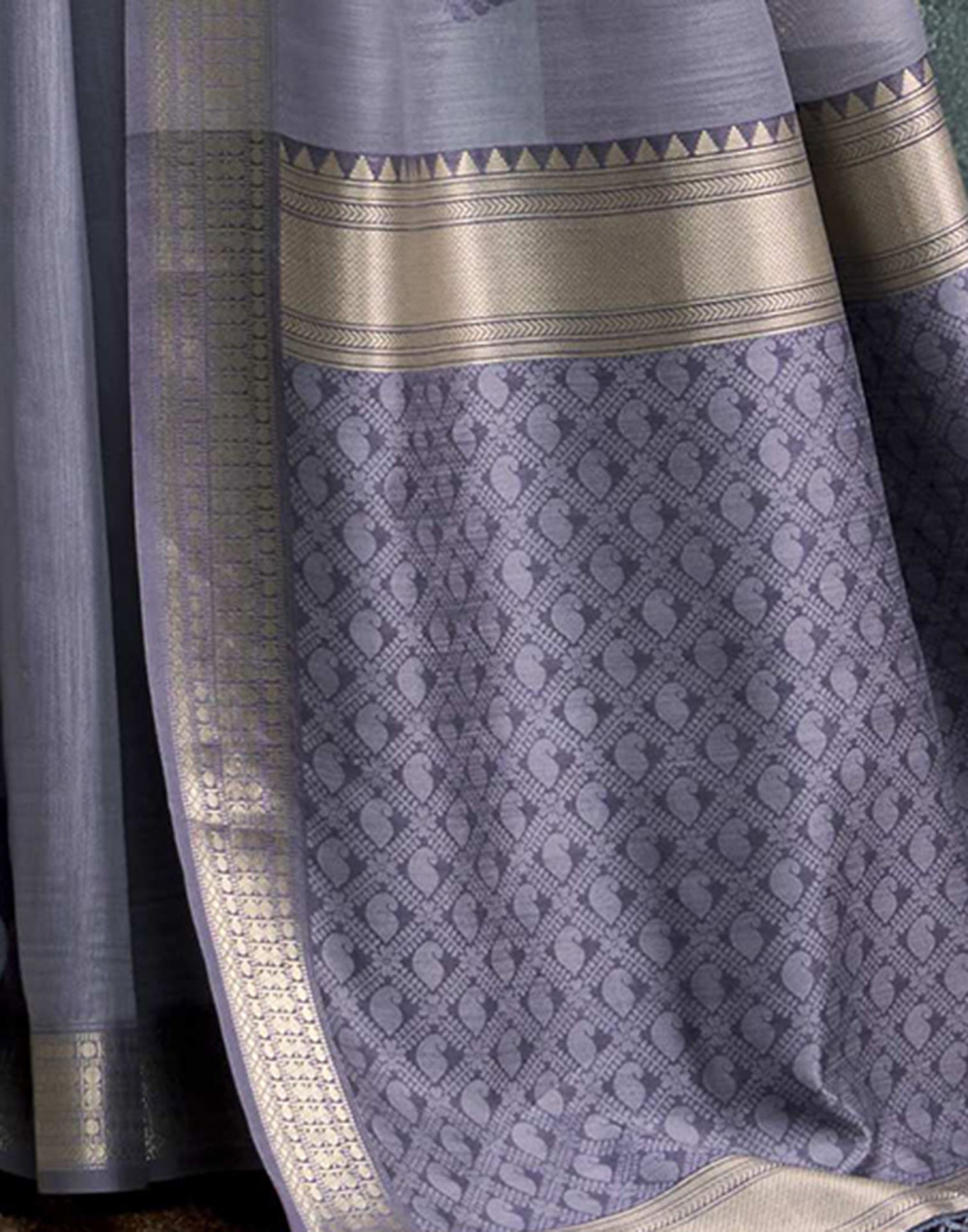 Dusty Purple Cotton Woven Saree