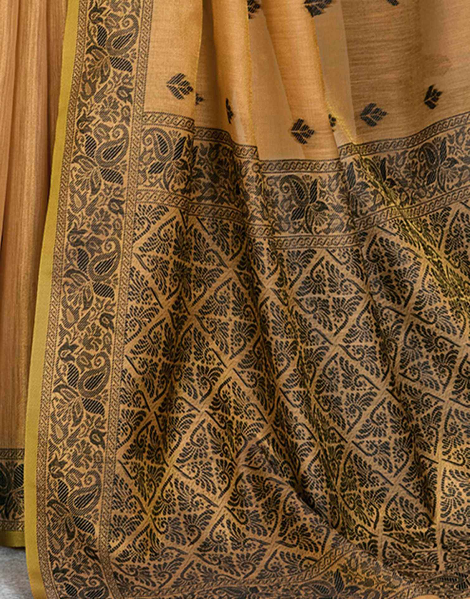 Light Orange Silk Woven Saree