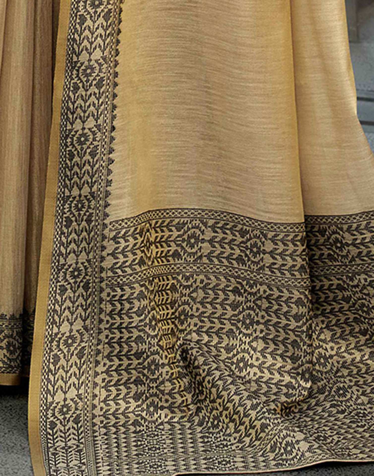 Dark Beige Silk Woven Saree