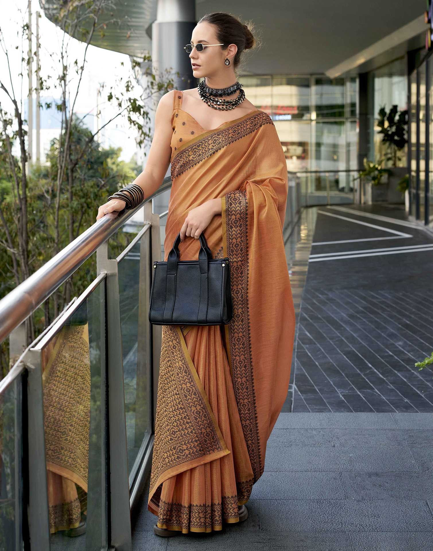 Brown Silk Woven Saree