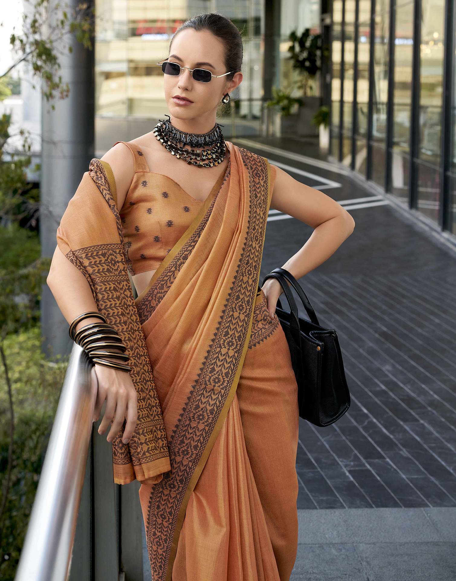 Brown Silk Woven Saree