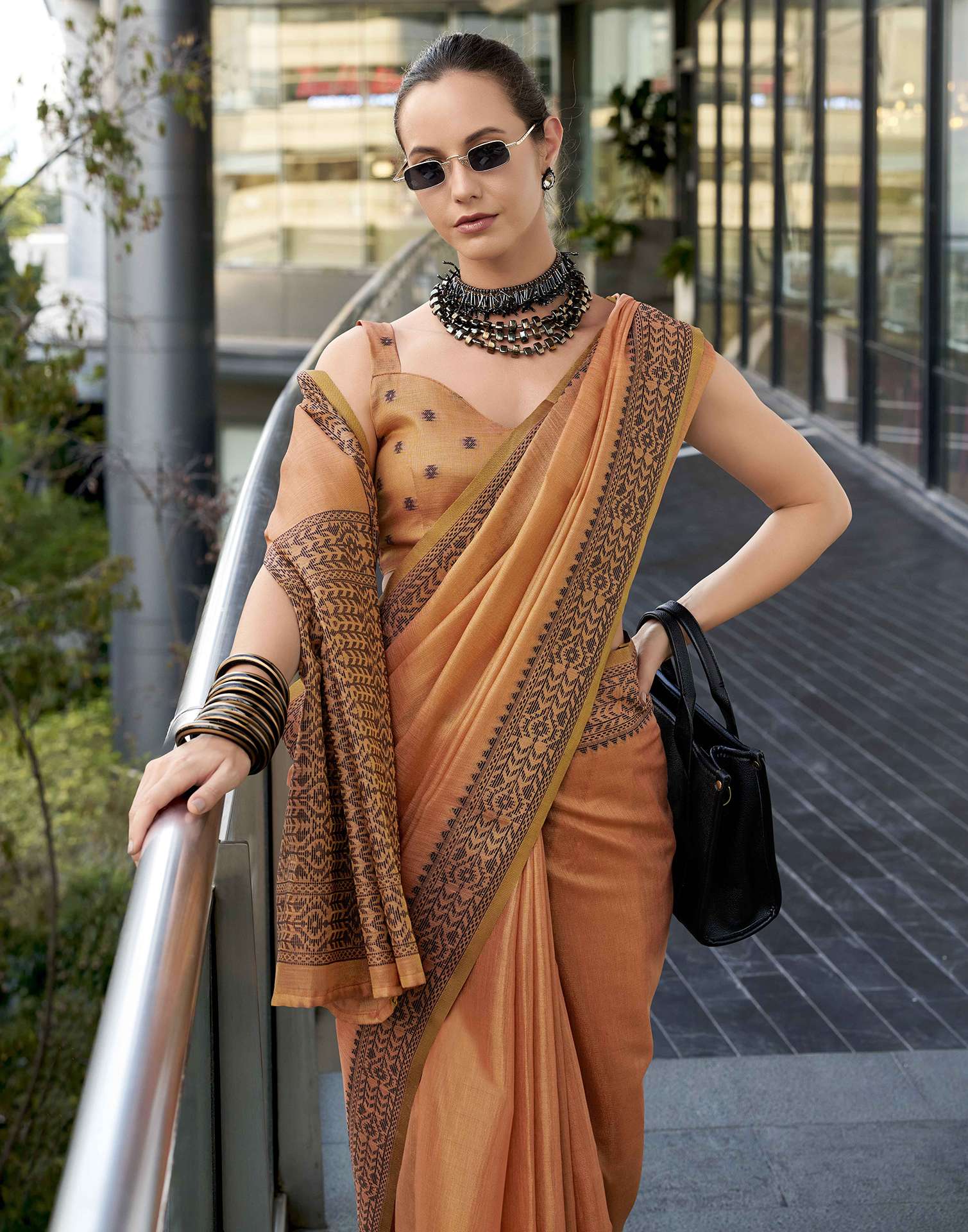 Brown Silk Woven Saree