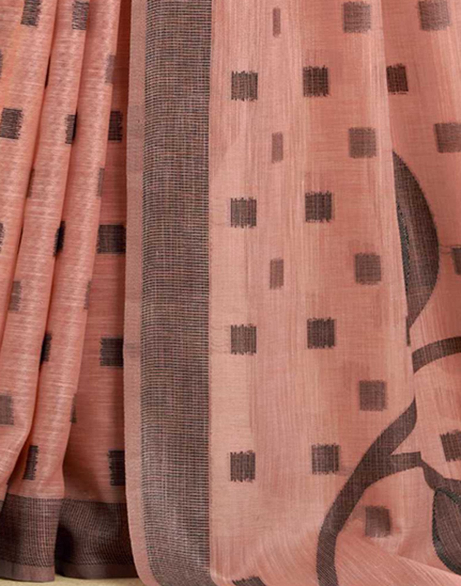 Peach Silk Woven Saree