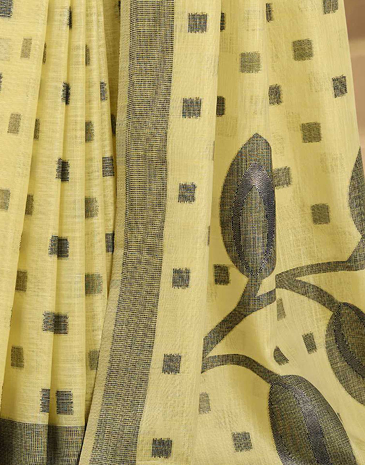 Light Yellow Silk Woven Saree