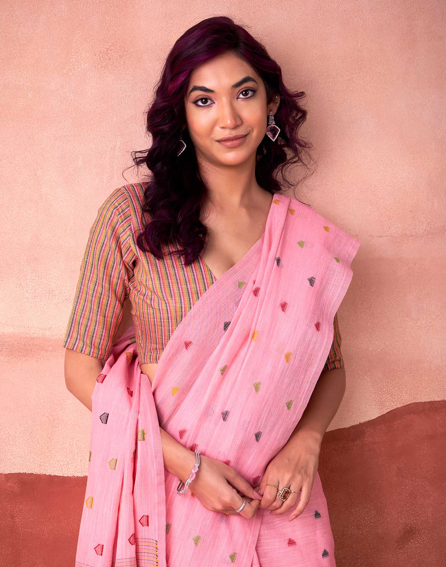 Pink Silk Woven Saree