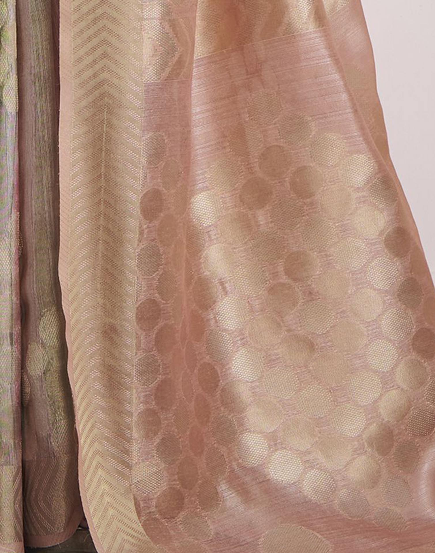 Rose Pink Khadi Printed Woven Saree