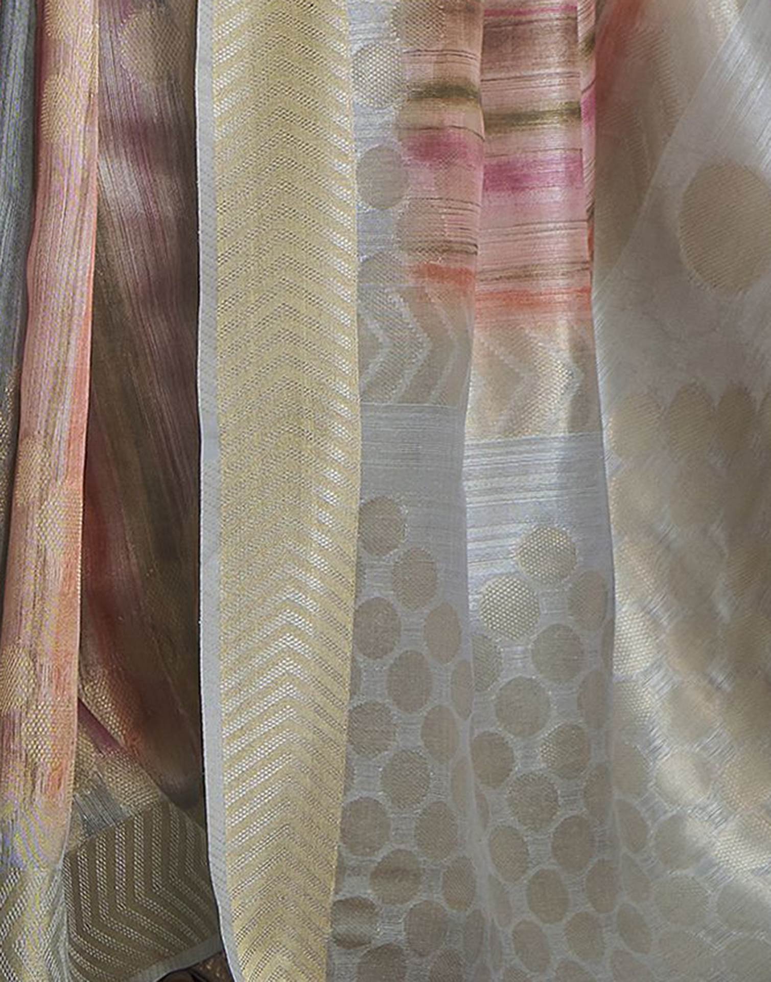 Light Grey Khadi Printed Woven Saree