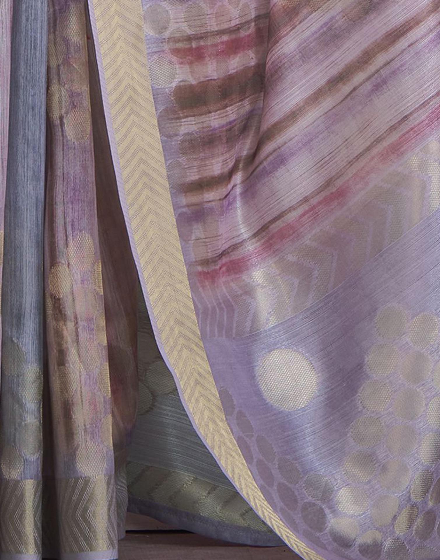 Lavender Khadi Printed Woven Saree