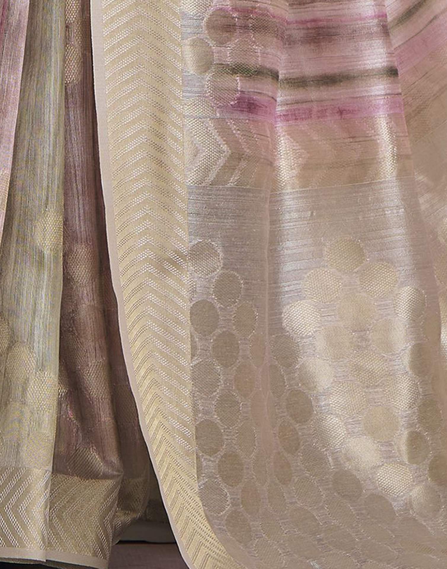 Rose Pink Khadi Printed Woven Saree