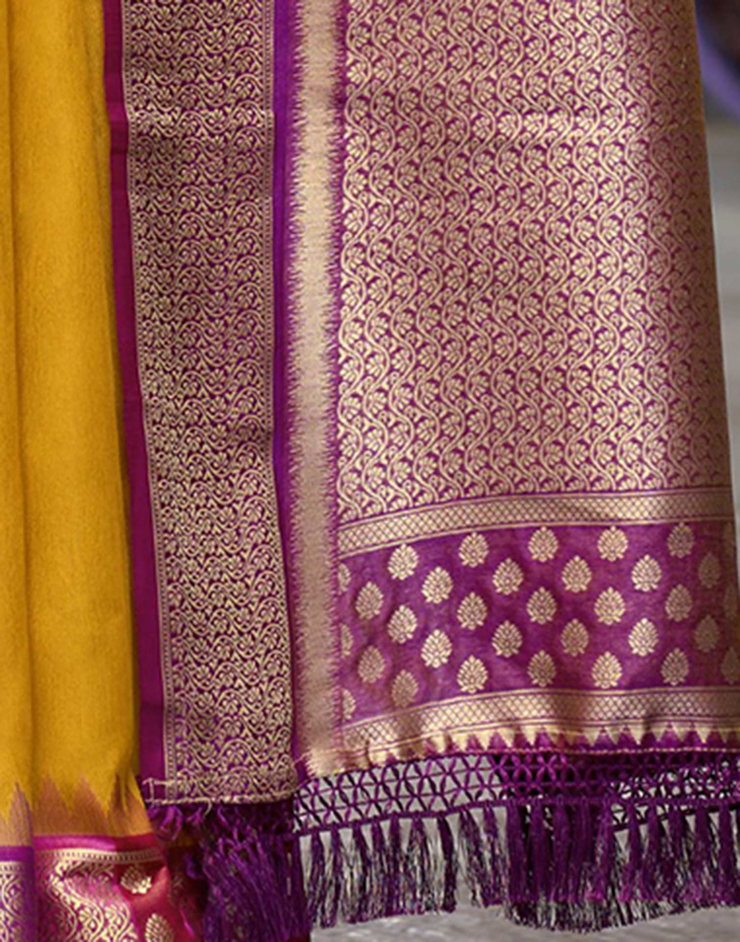 Mustard Yellow Silk Woven Saree