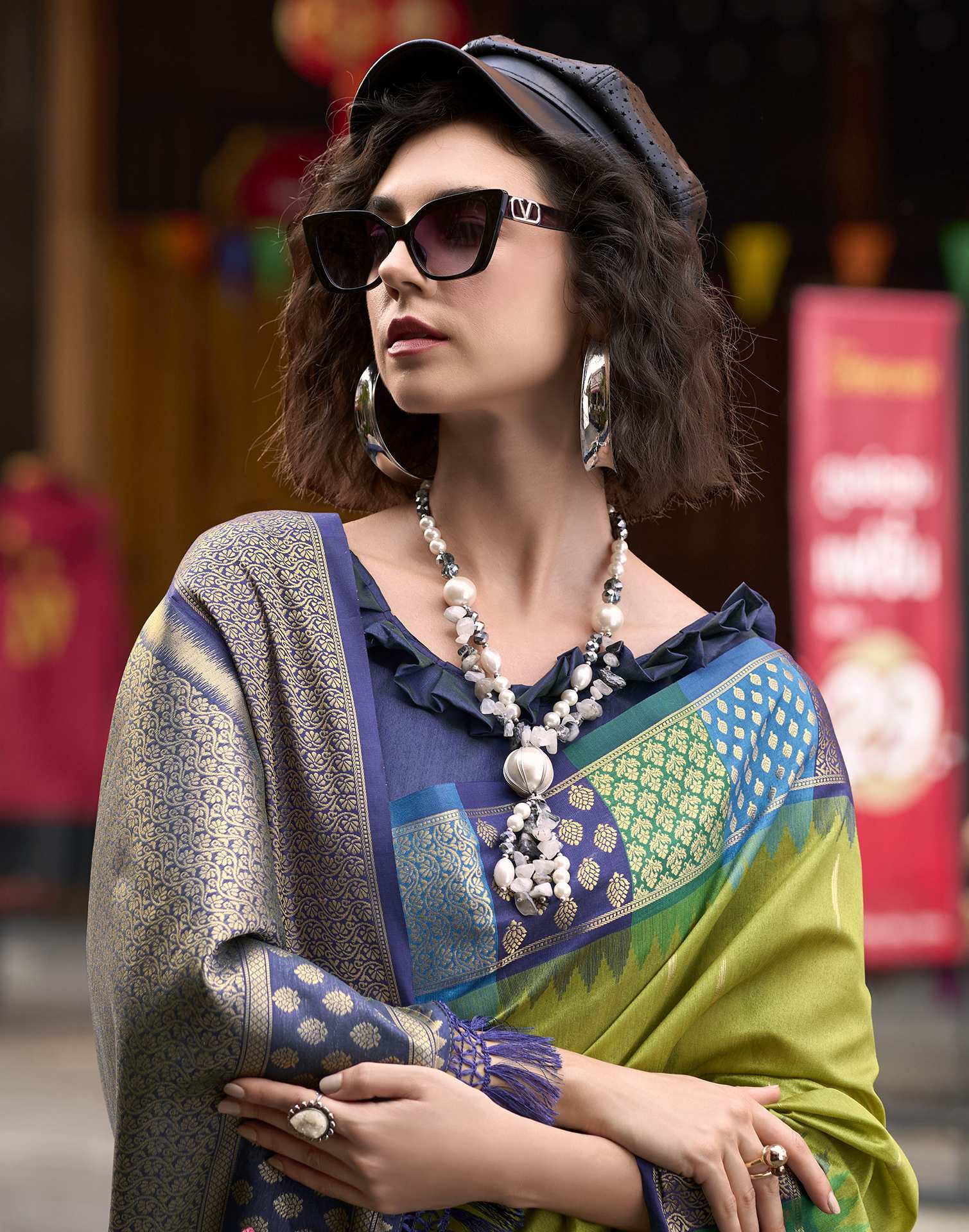 Mehandi Green Silk Woven Saree