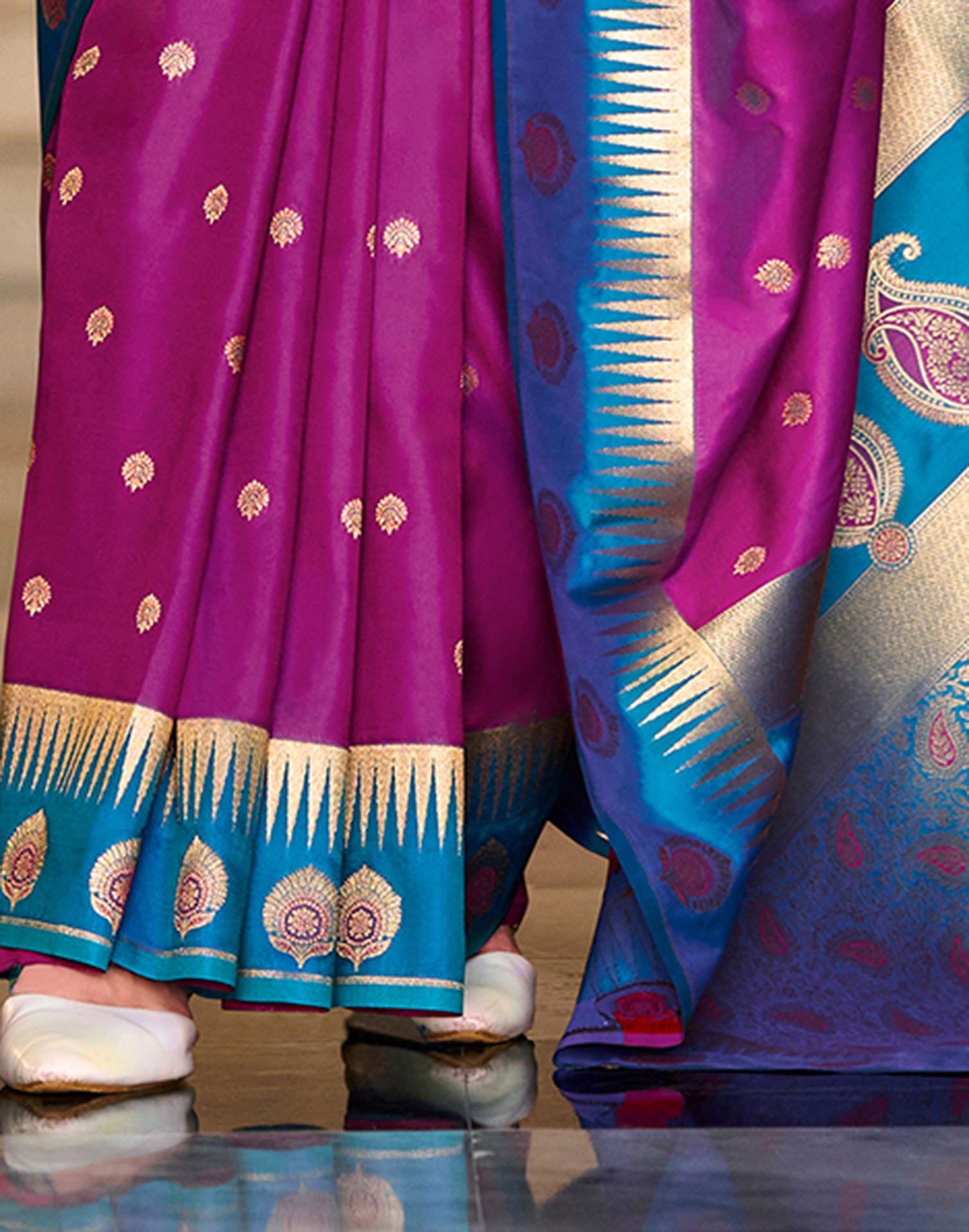 Magenta Silk Woven Banarasi Saree
