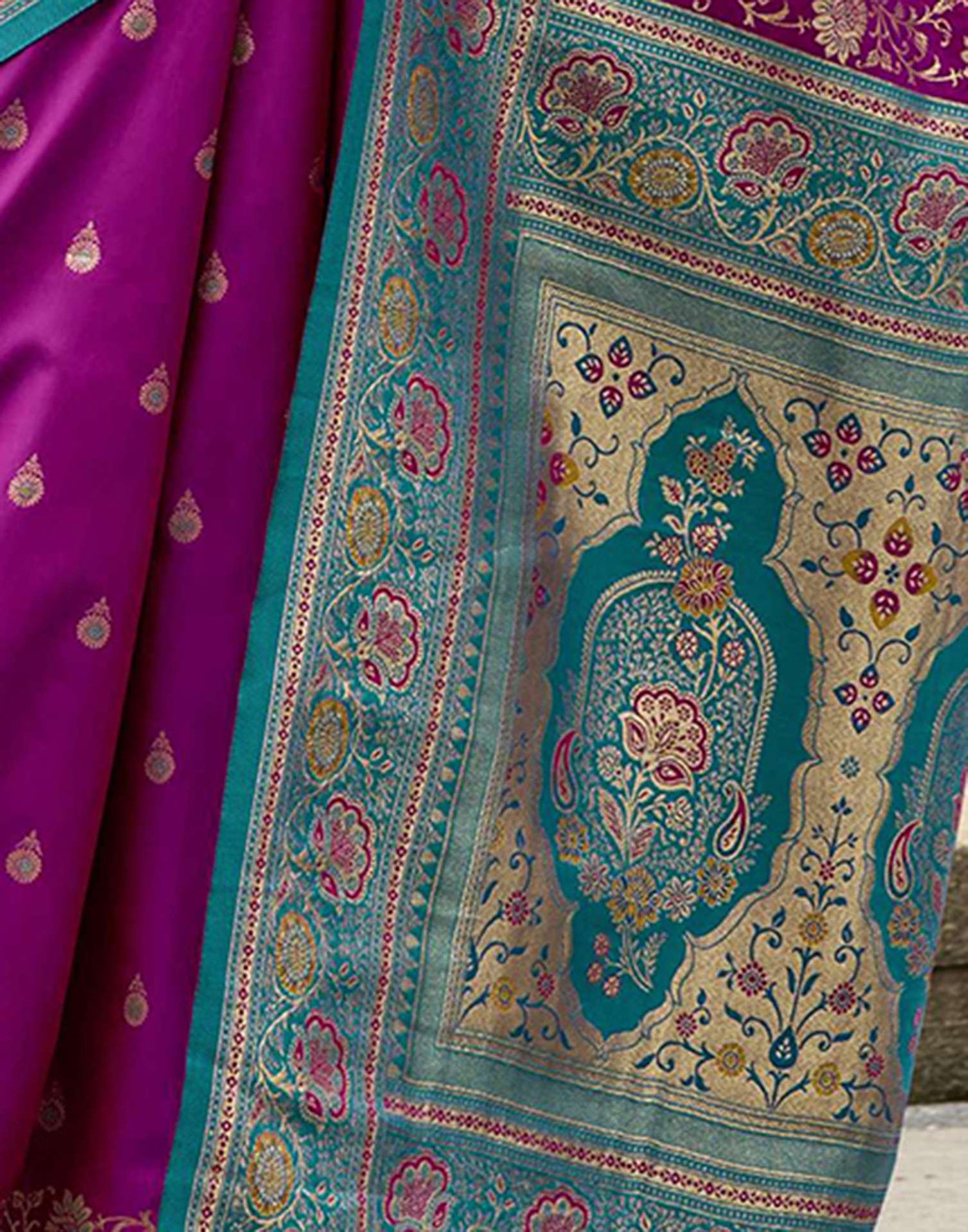 Magenta Silk Woven Banarasi Saree