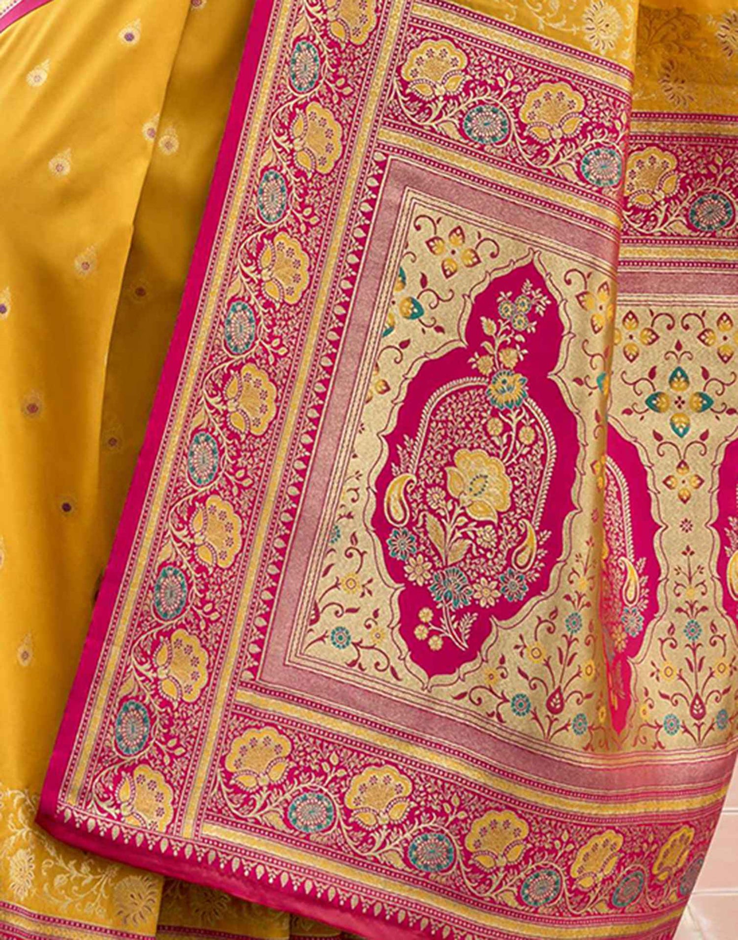 Turmeric Yellow Silk Woven Banarasi Saree