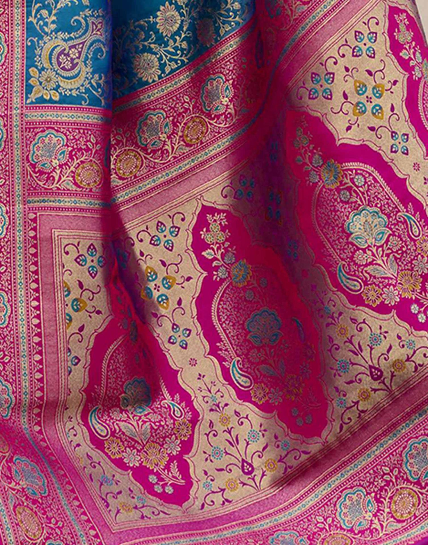 Peacock Blue Silk Woven Banarasi Saree