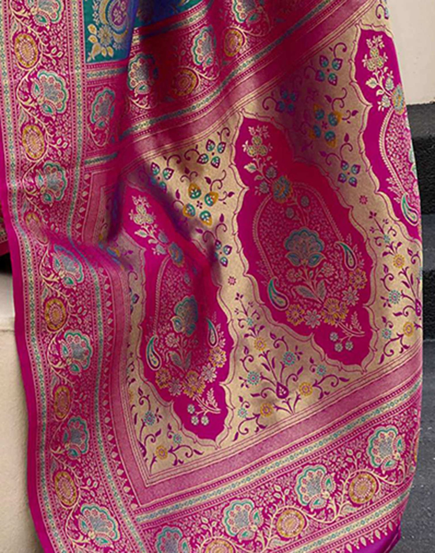 Teal Green Silk Woven Banarasi Saree