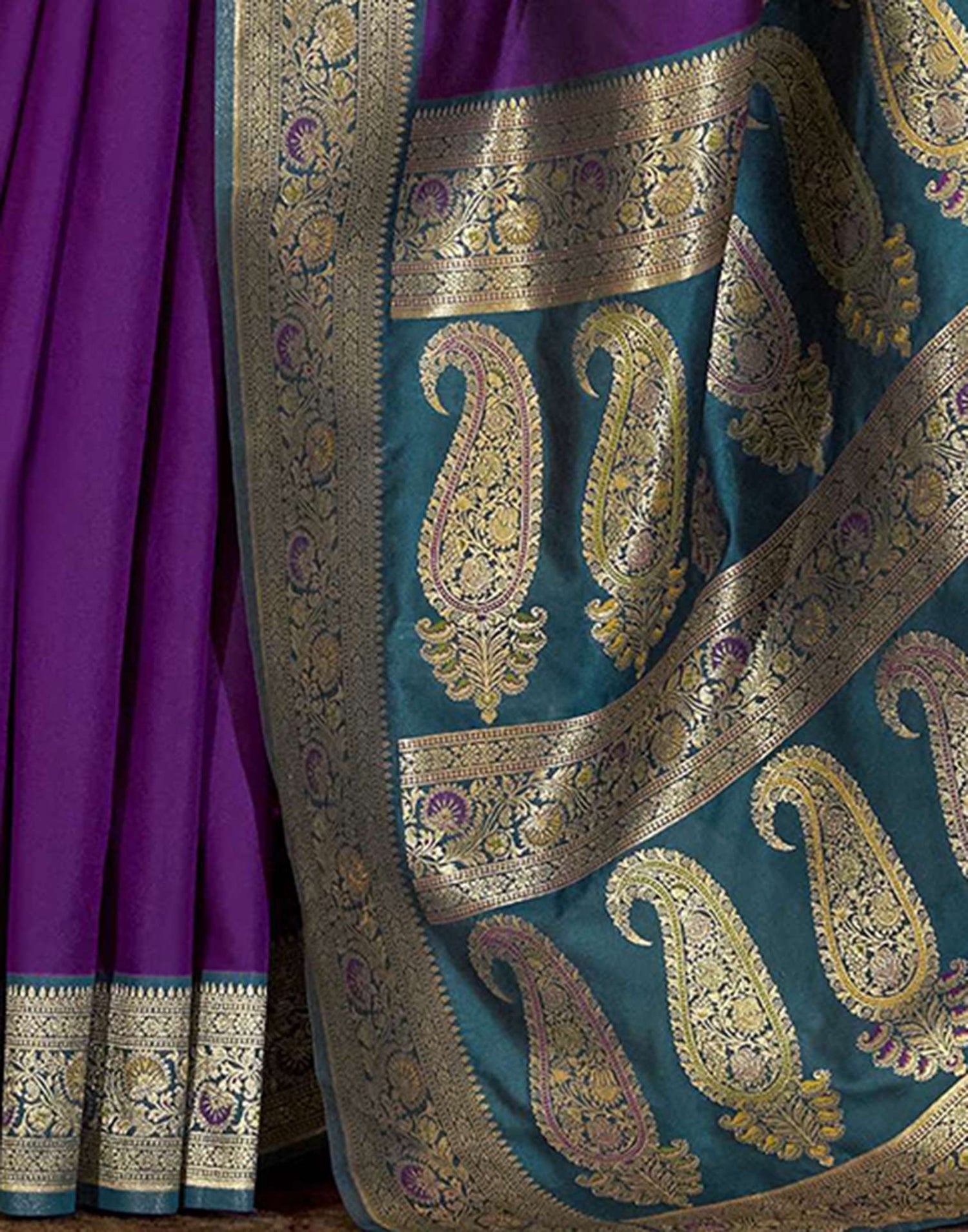 Magenta Silk Woven Saree