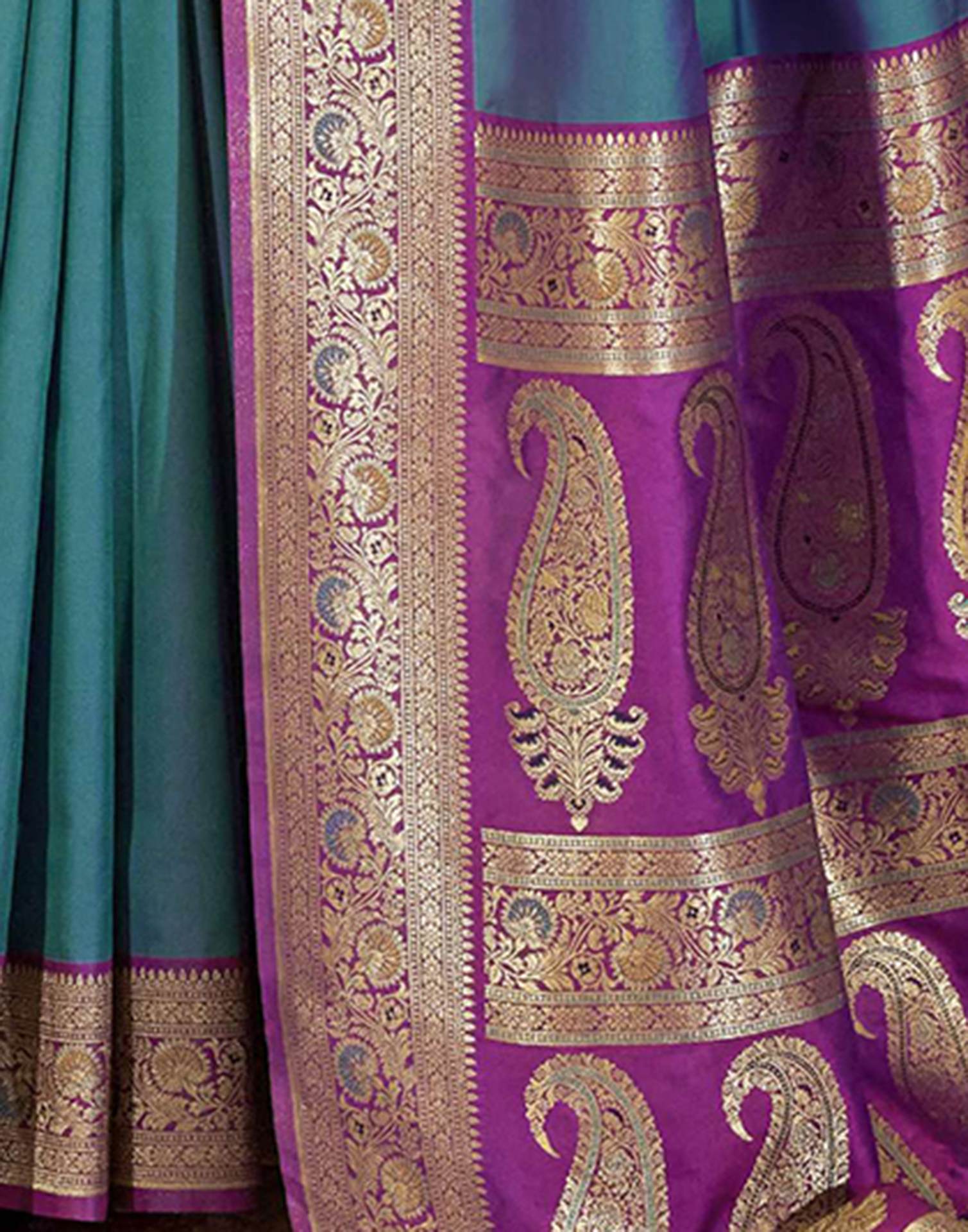 Peacock Blue Silk Woven Saree