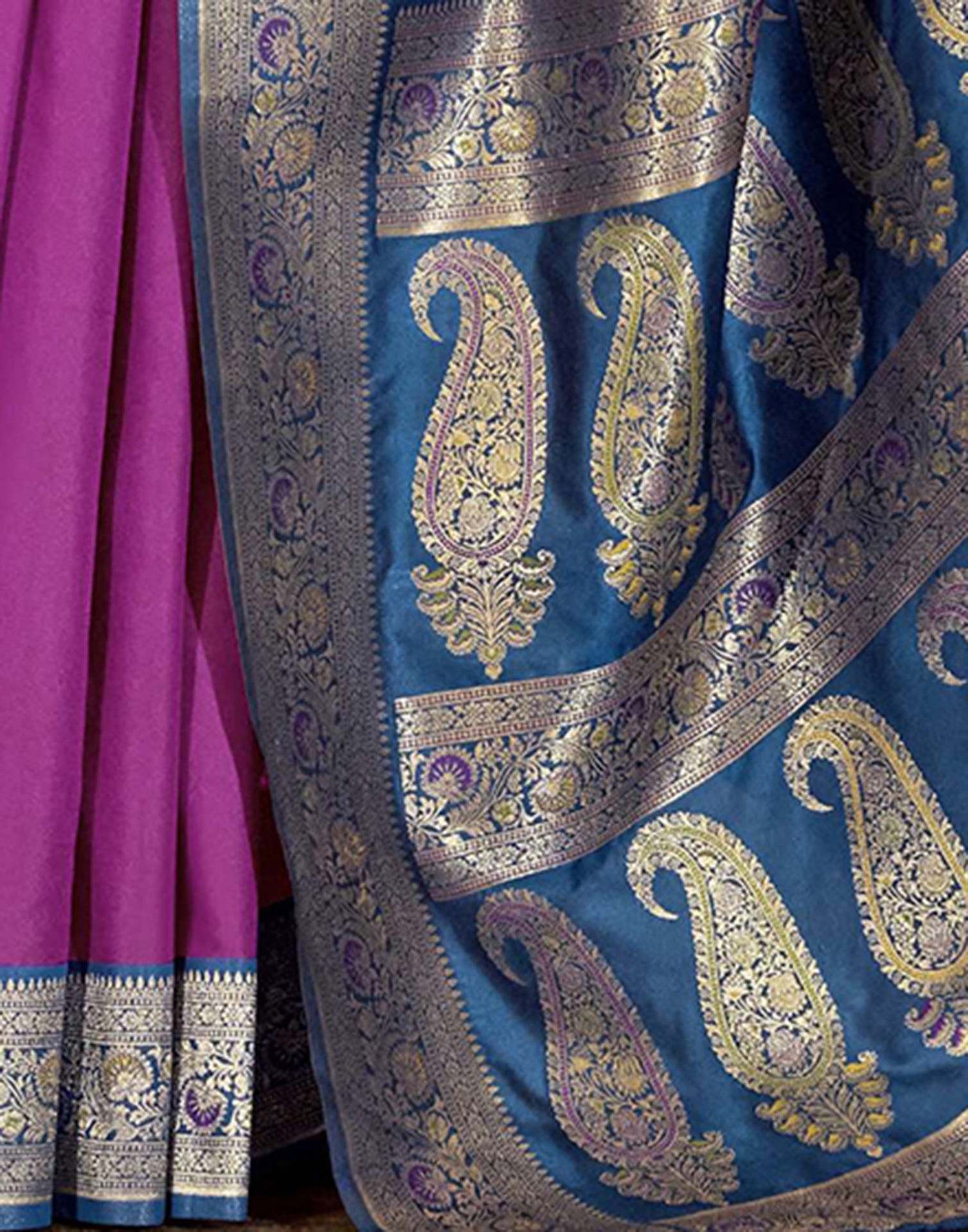 Magenta Silk Woven Saree