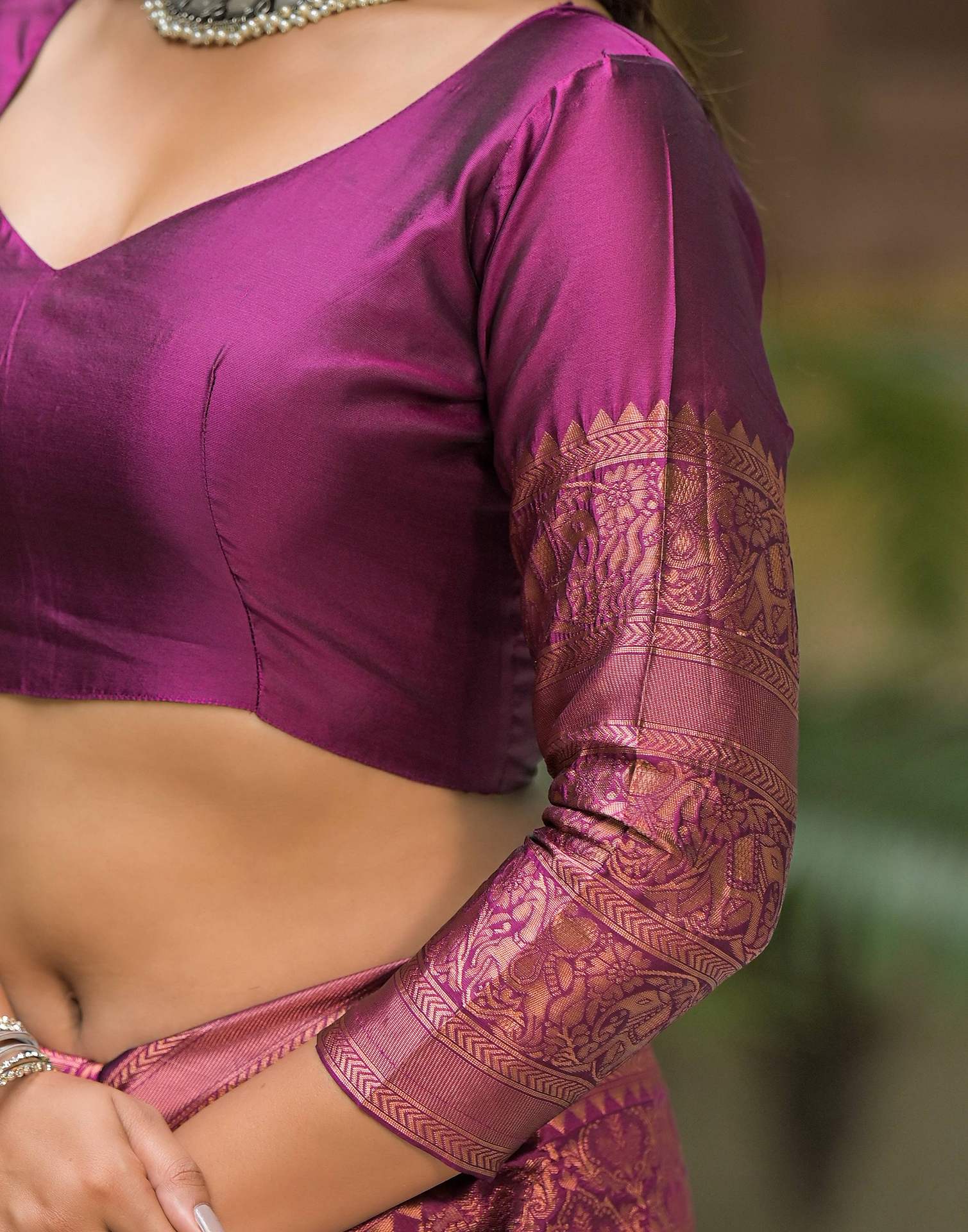 Dark Purple Silk Woven Banarasi Saree