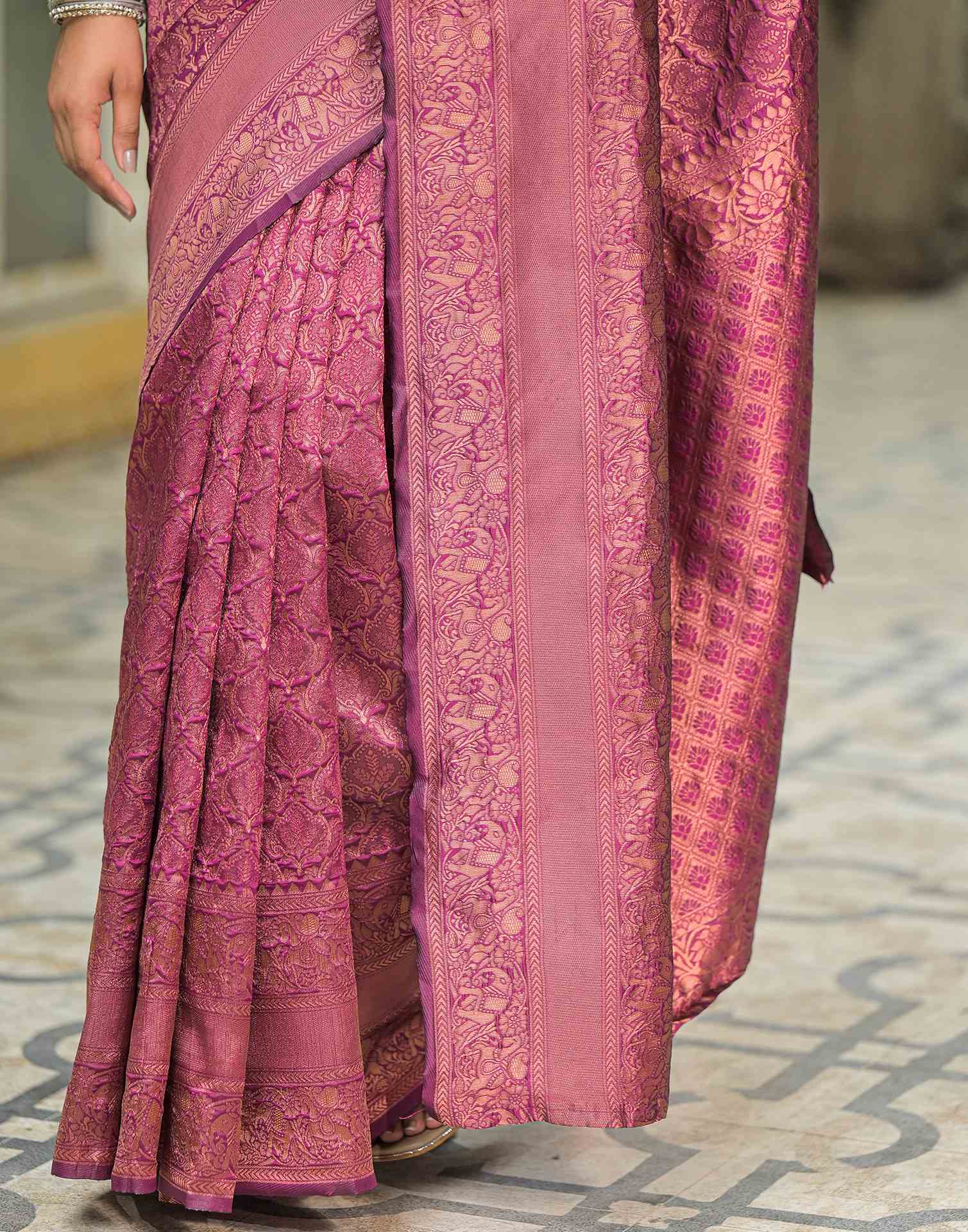 Dark Purple Silk Woven Banarasi Saree