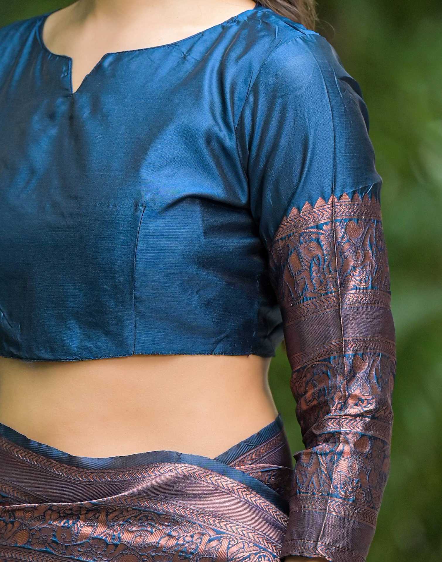 Peacock Blue Silk Woven Banarasi Saree