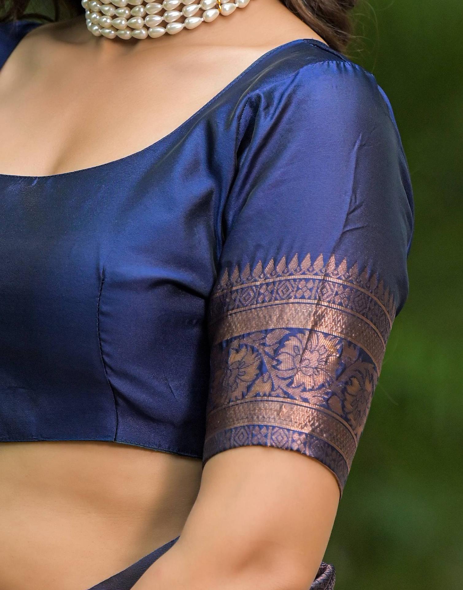 Navy Blue Silk Woven Saree