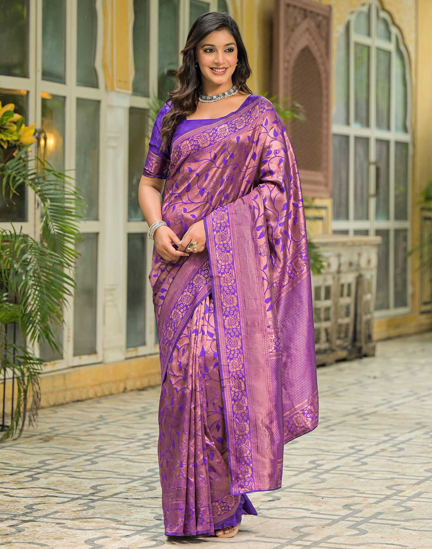 Purple Silk Woven Saree