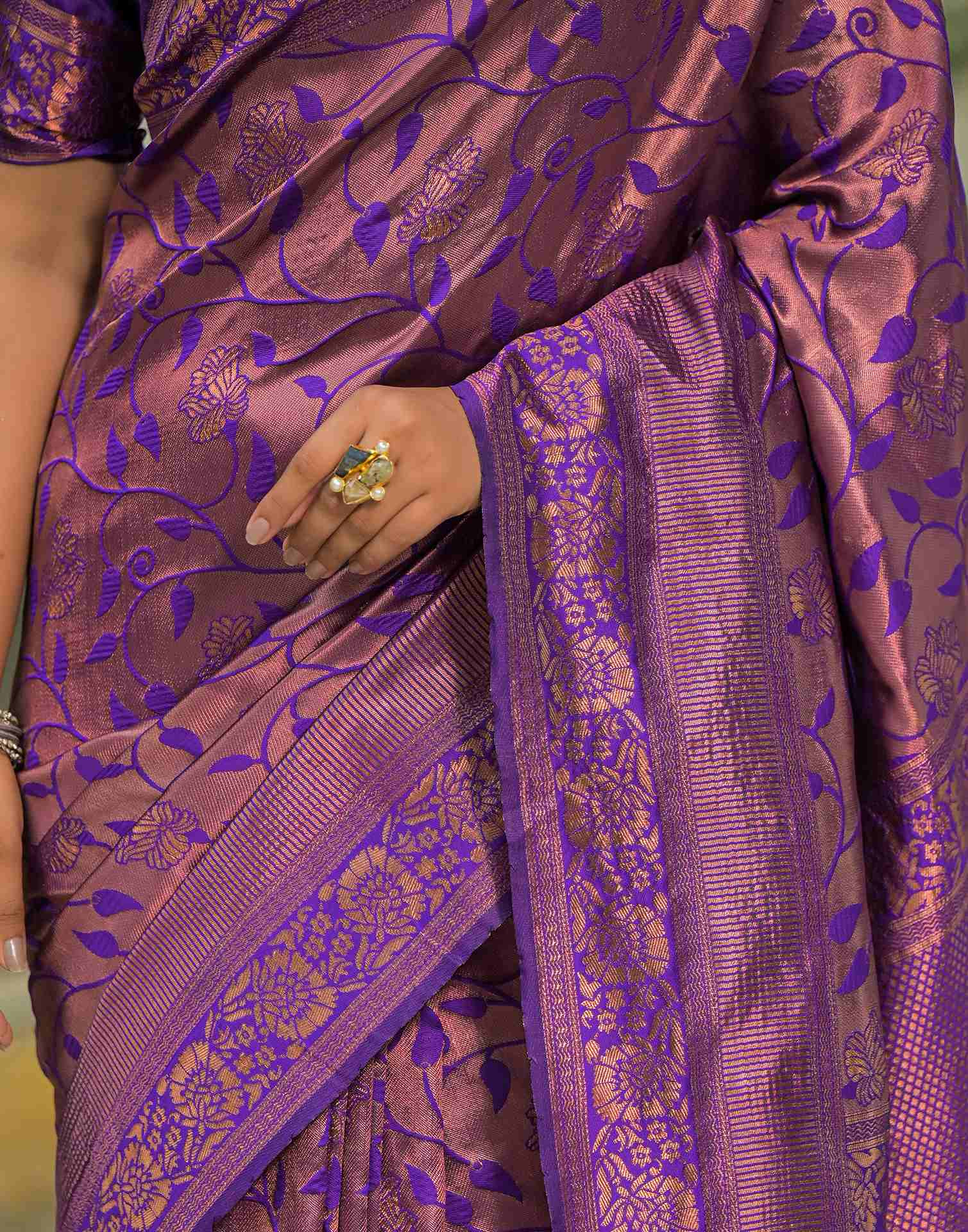 Purple Silk Woven Saree
