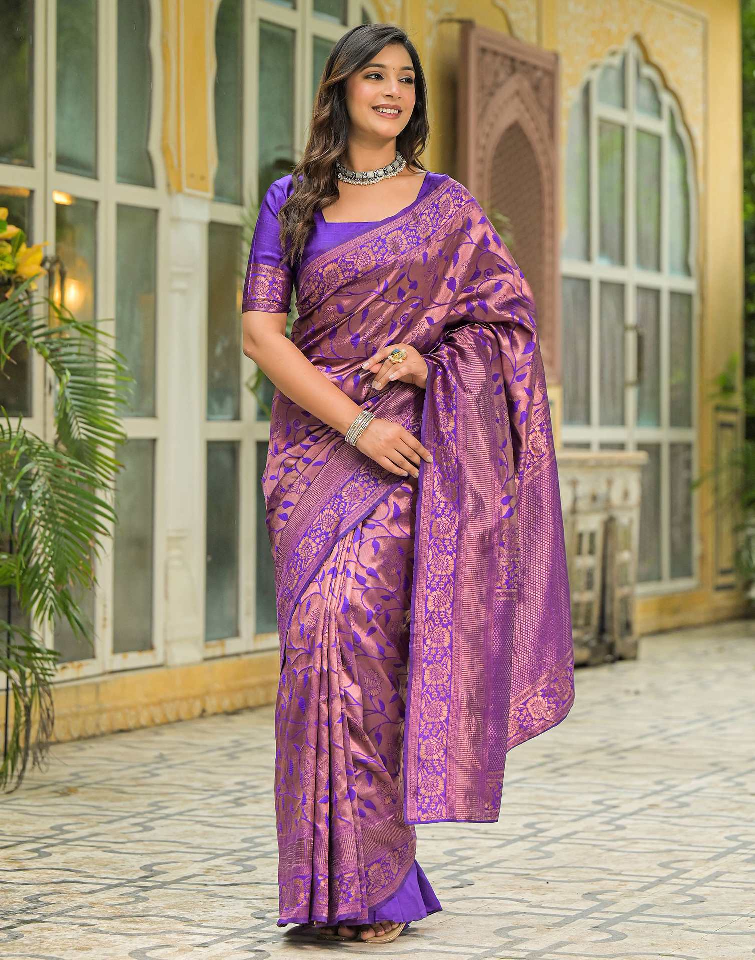 Purple Silk Woven Saree