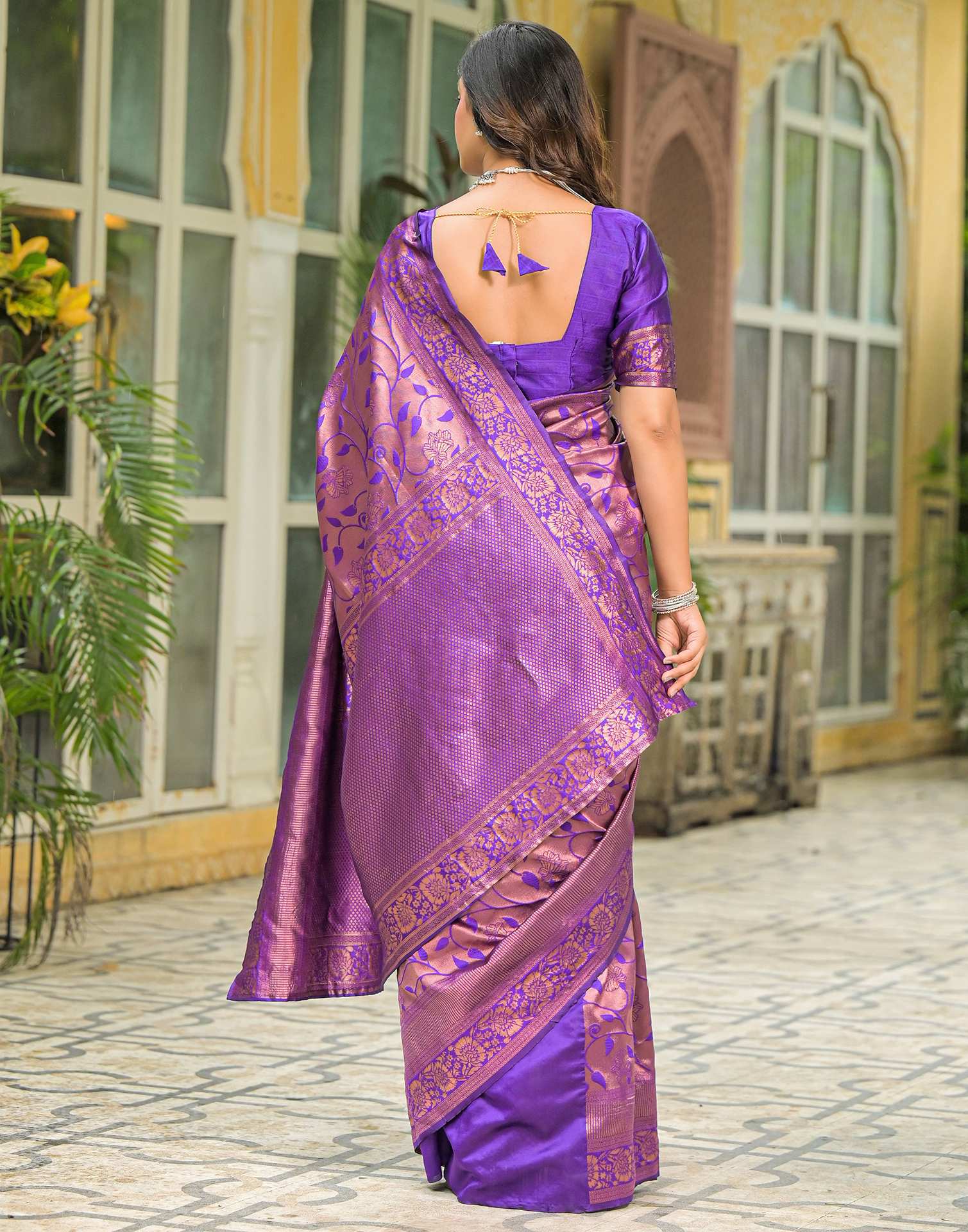 Purple Silk Woven Saree