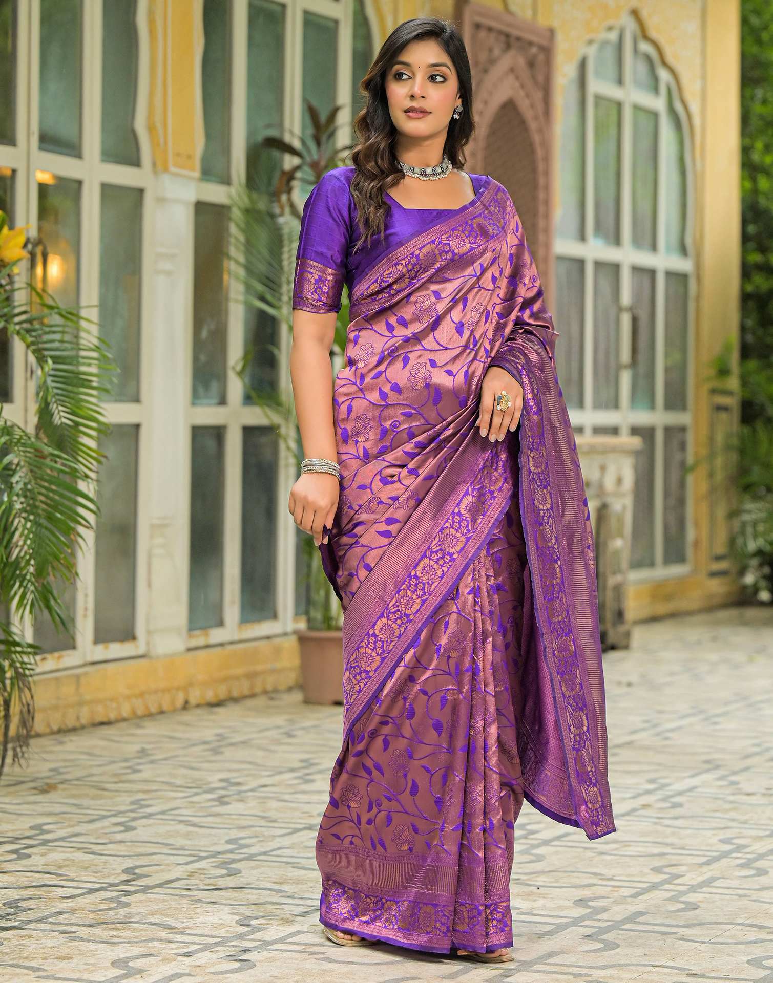 Purple Silk Woven Saree