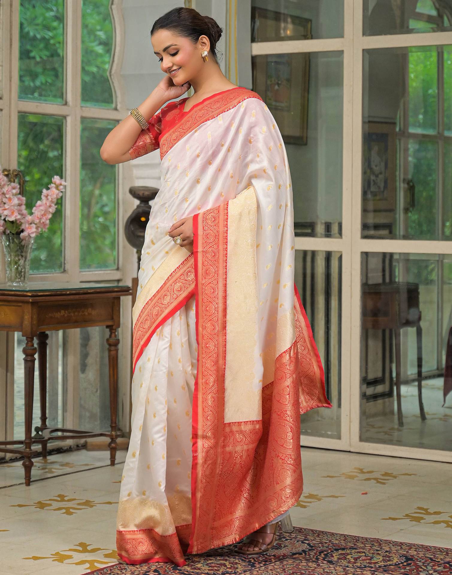 Off White Silk Woven Banarasi Saree