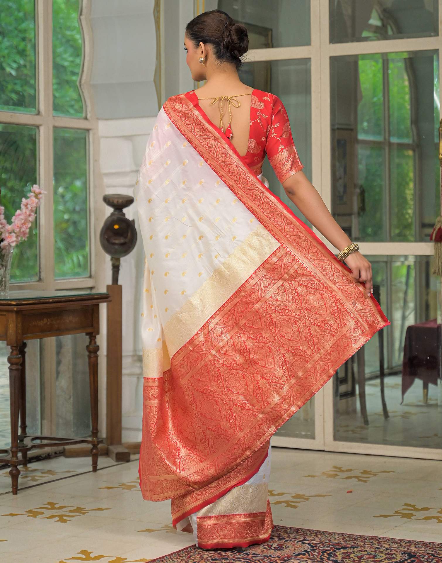 Off White Silk Woven Banarasi Saree