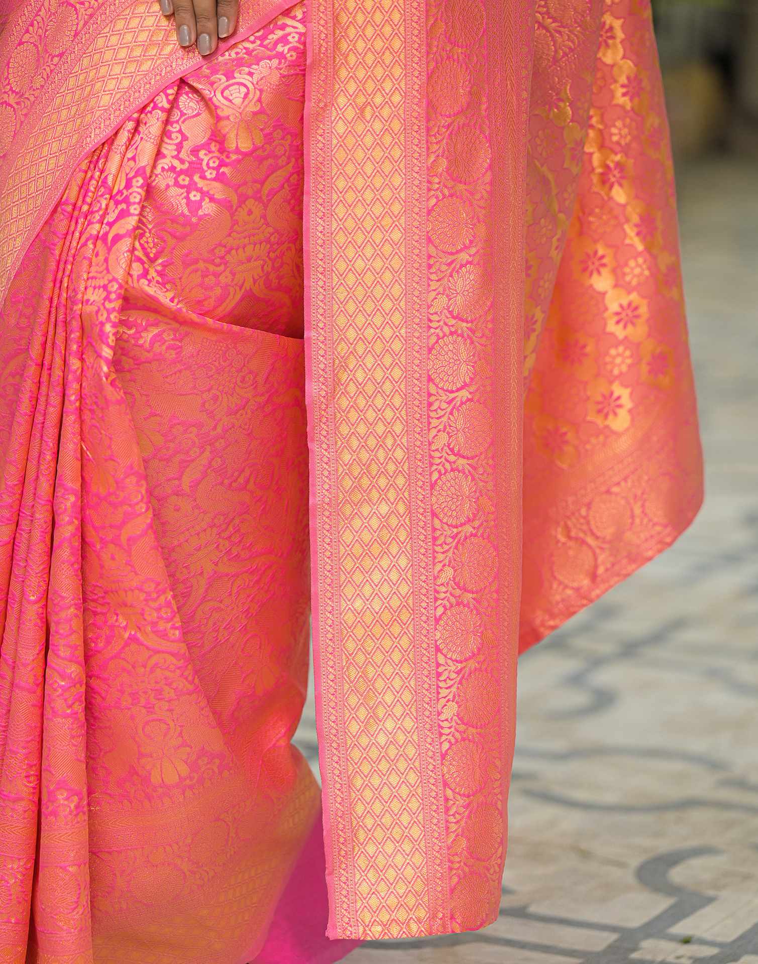 Pink Silk Woven Banarasi Saree