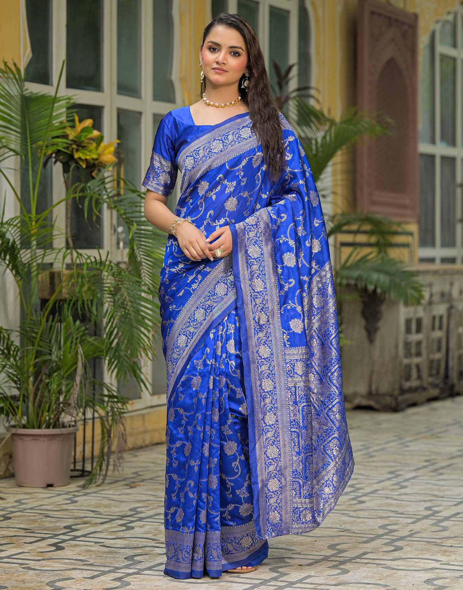 Blue Silk Woven Banarasi Saree