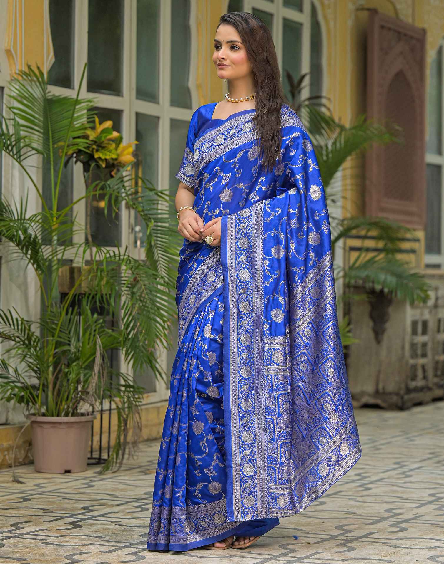 Blue Silk Woven Banarasi Saree