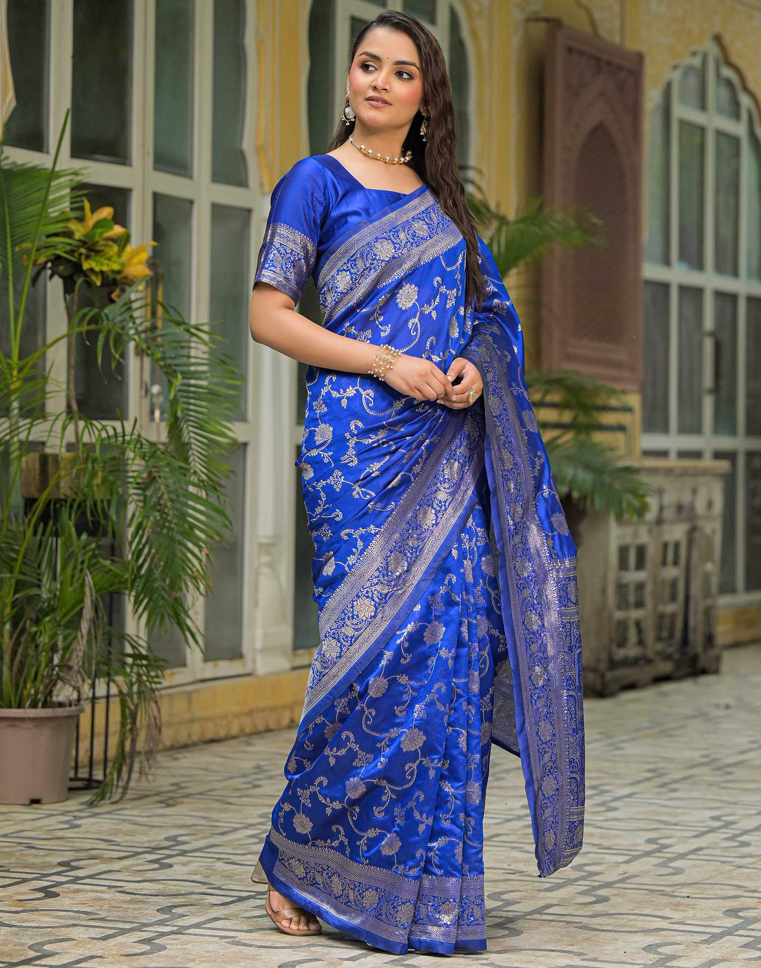 Blue Silk Woven Banarasi Saree