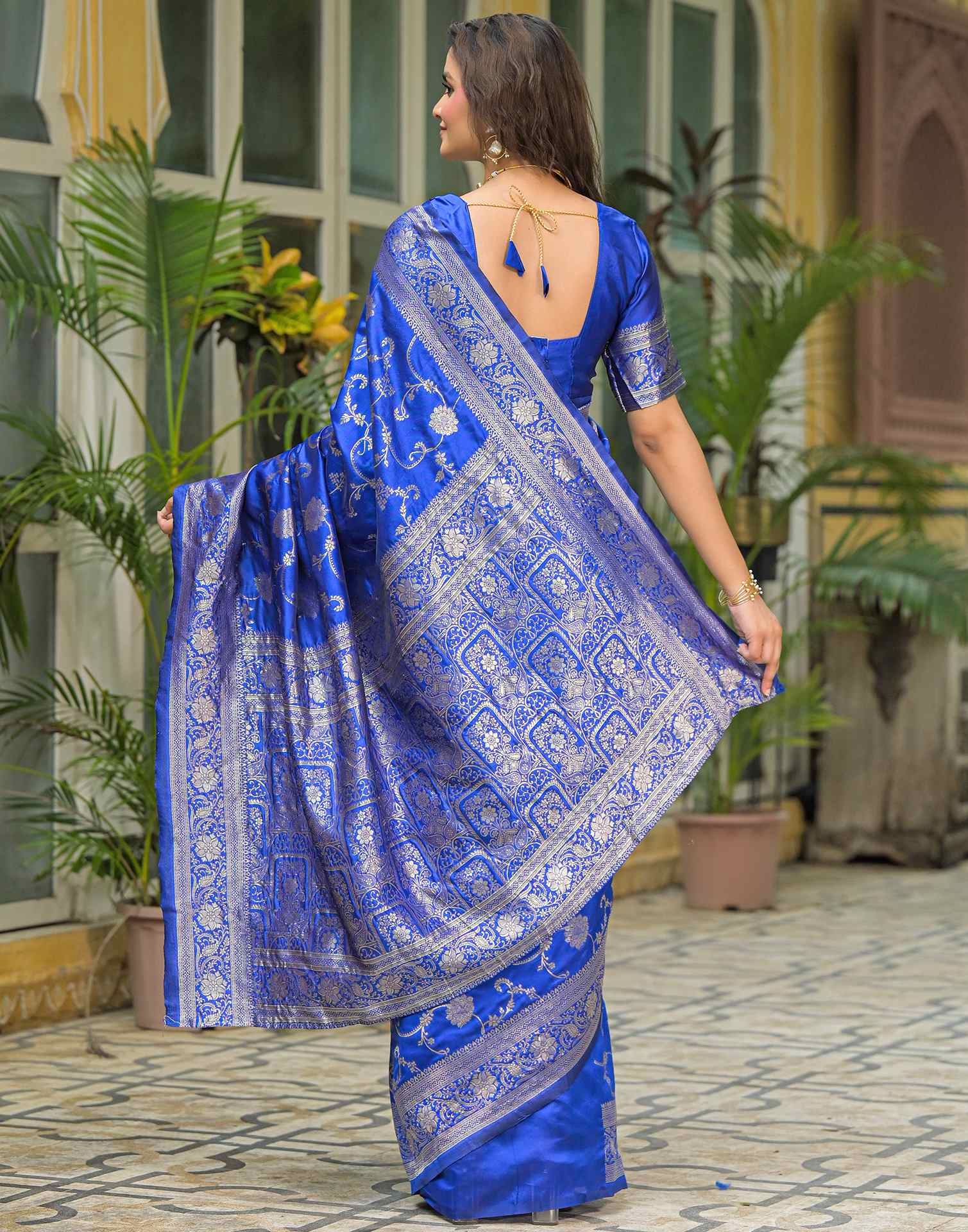 Blue Silk Woven Banarasi Saree