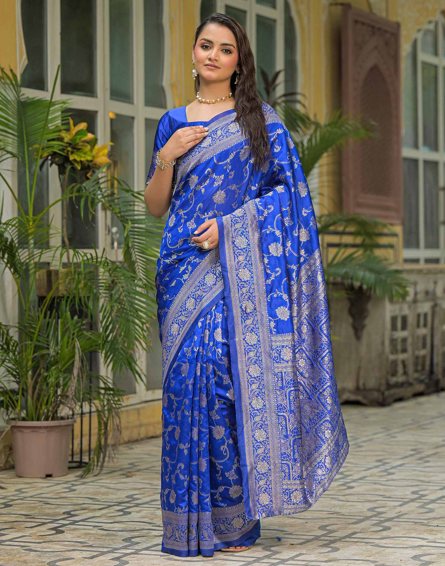 Blue Silk Woven Banarasi Saree