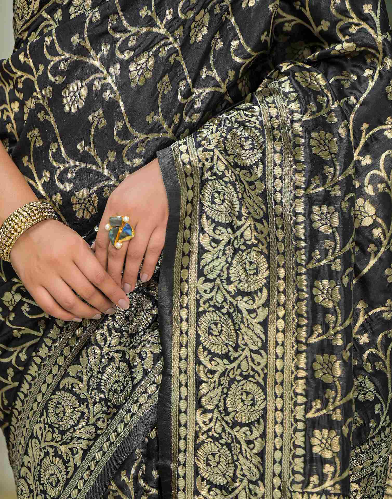 Black Silk Woven Banarasi Saree