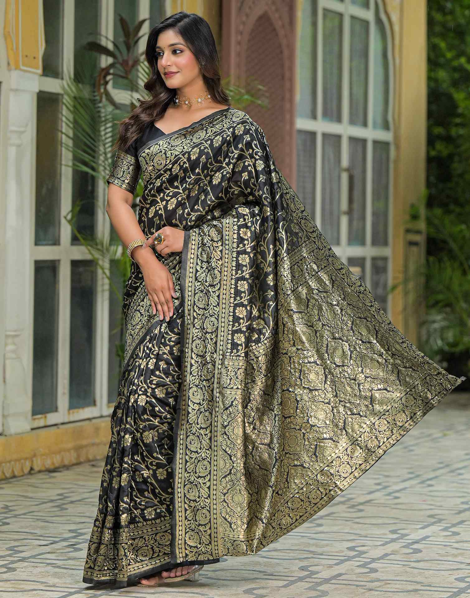 Black Silk Woven Banarasi Saree