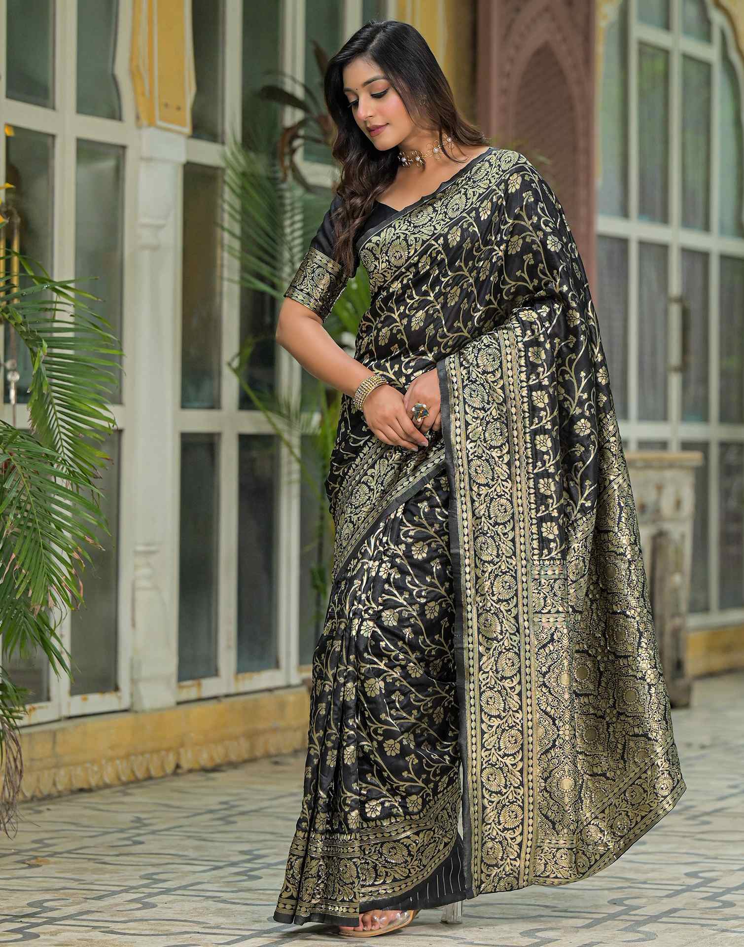 Black Silk Woven Banarasi Saree