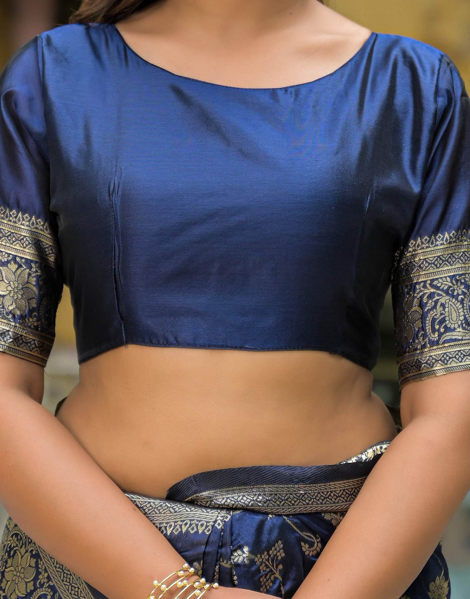 Navy Blue Silk Woven Banarasi Saree