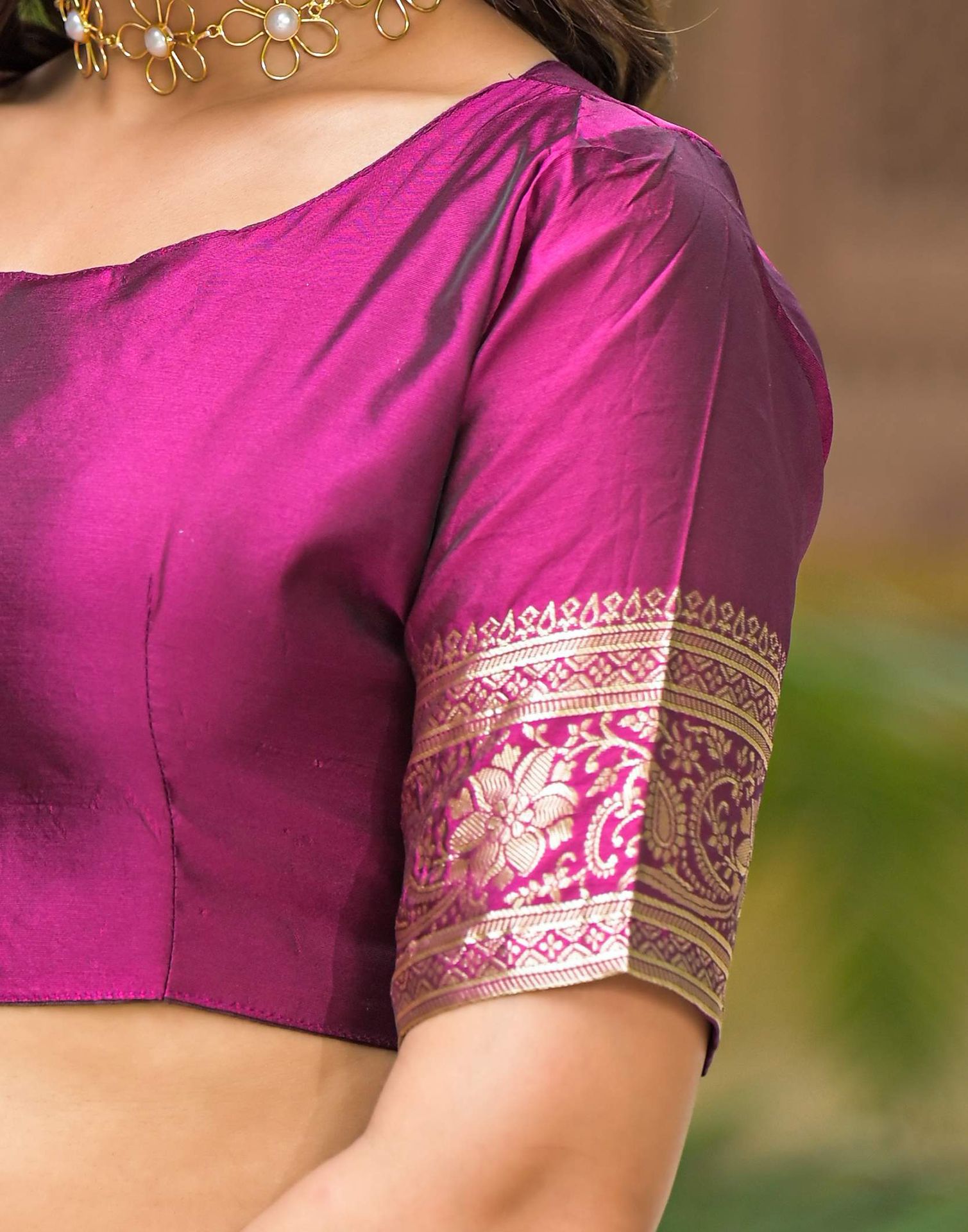 Dark Magenta Silk Woven Banarasi Saree