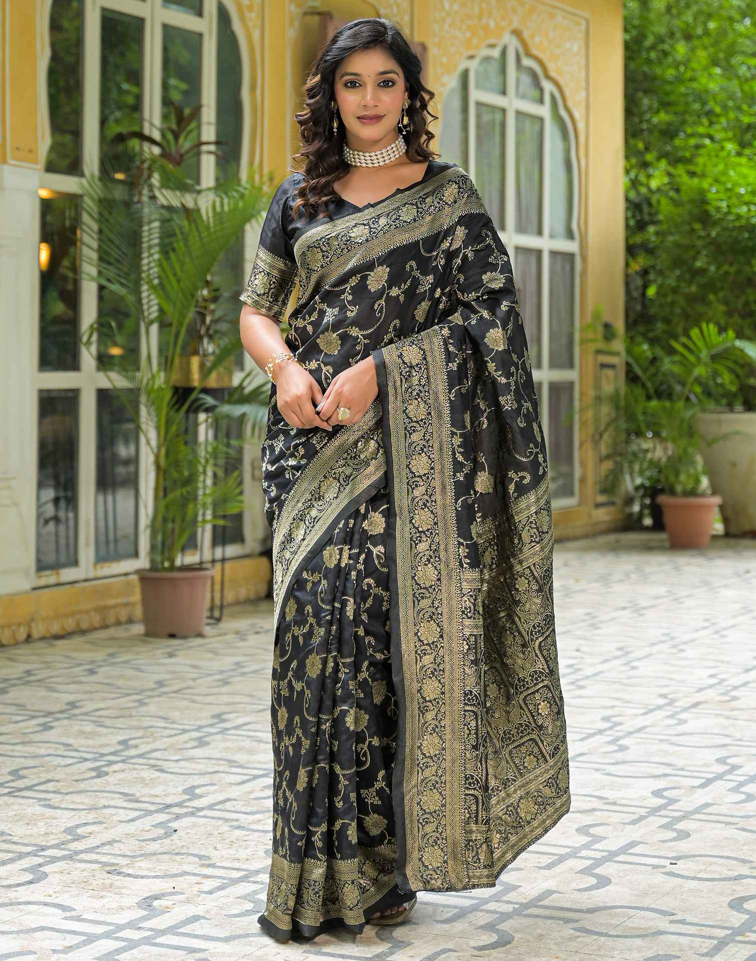 Black Silk Woven Banarasi Saree