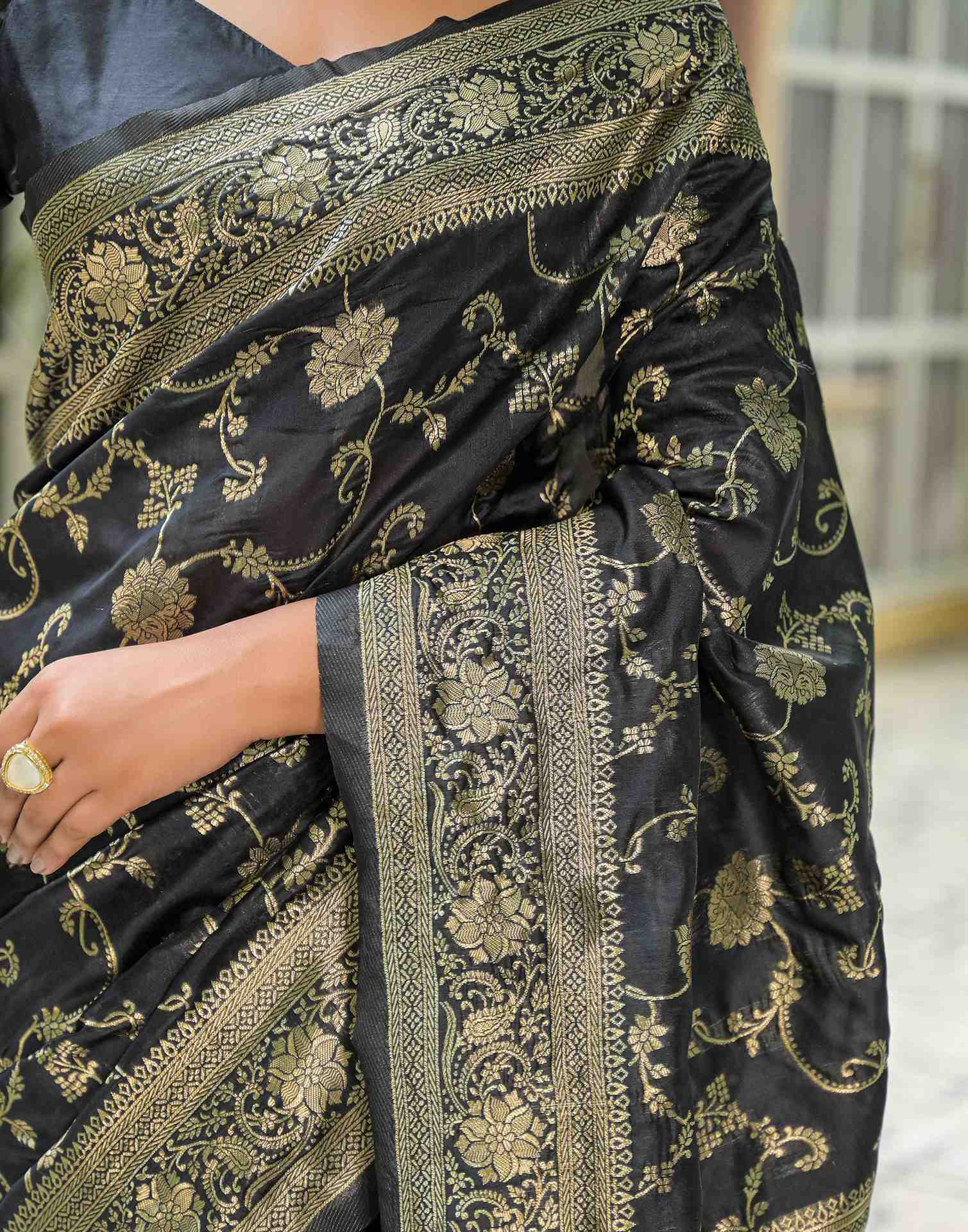 Black Silk Woven Banarasi Saree