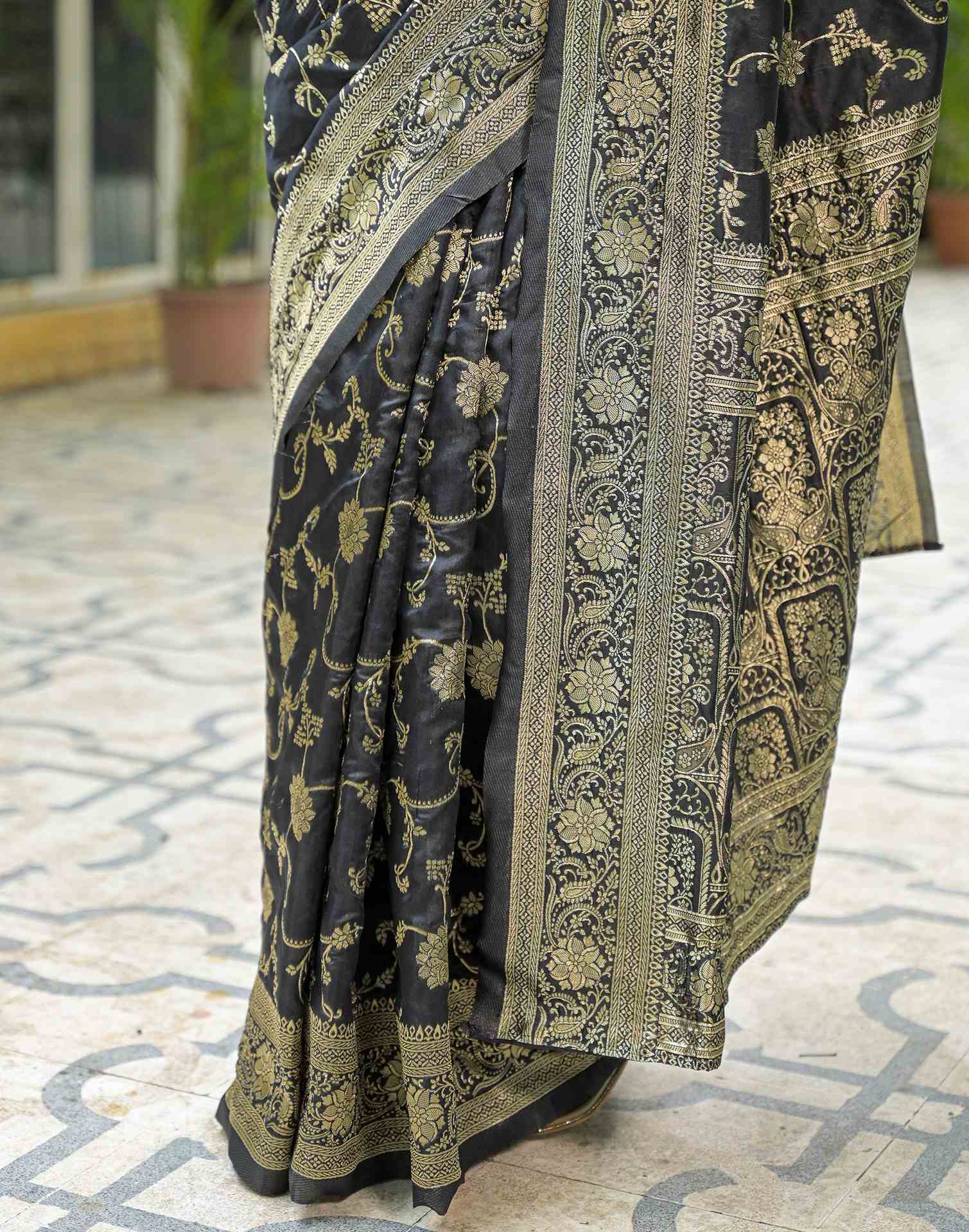 Black Silk Woven Banarasi Saree