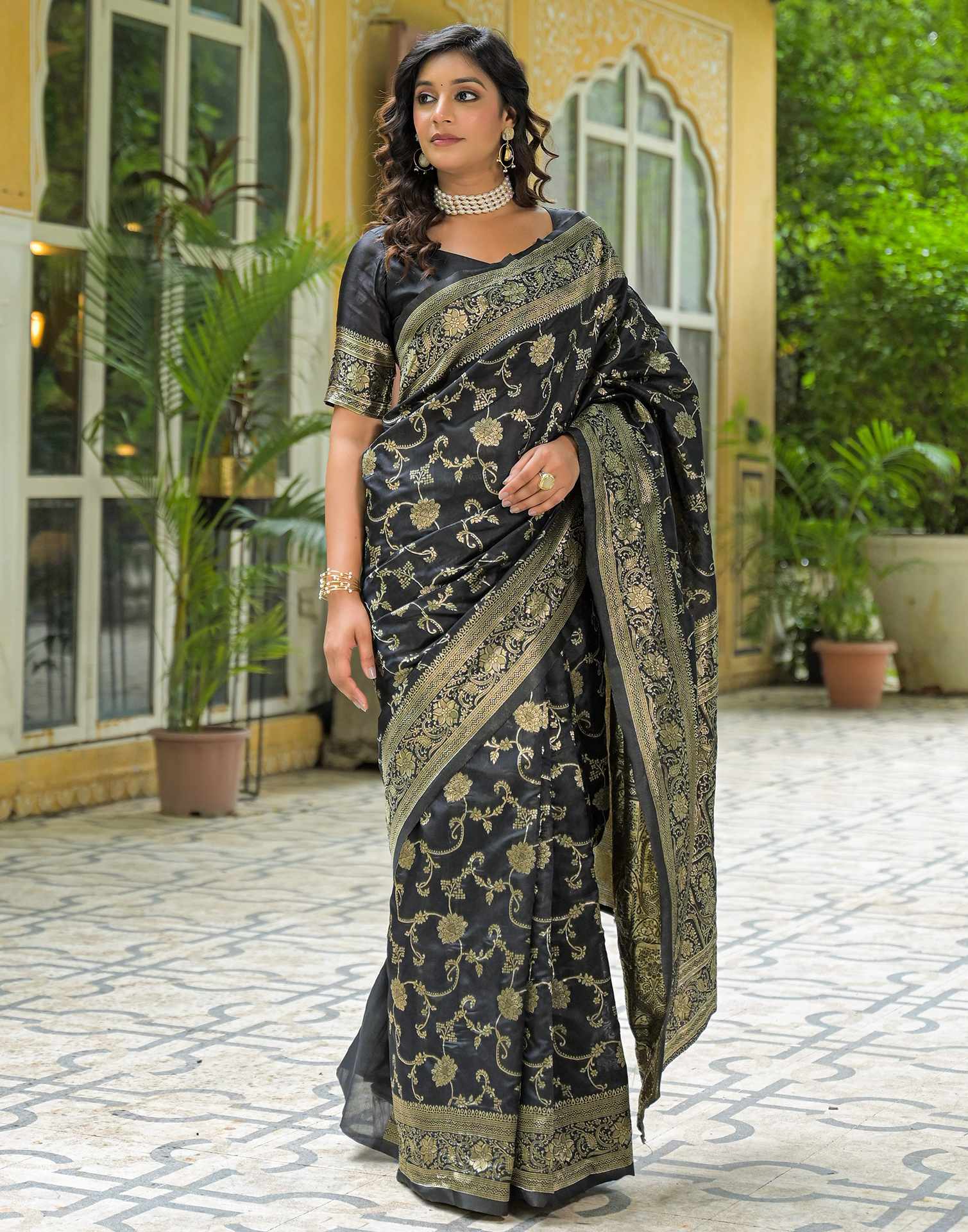 Black Silk Woven Banarasi Saree