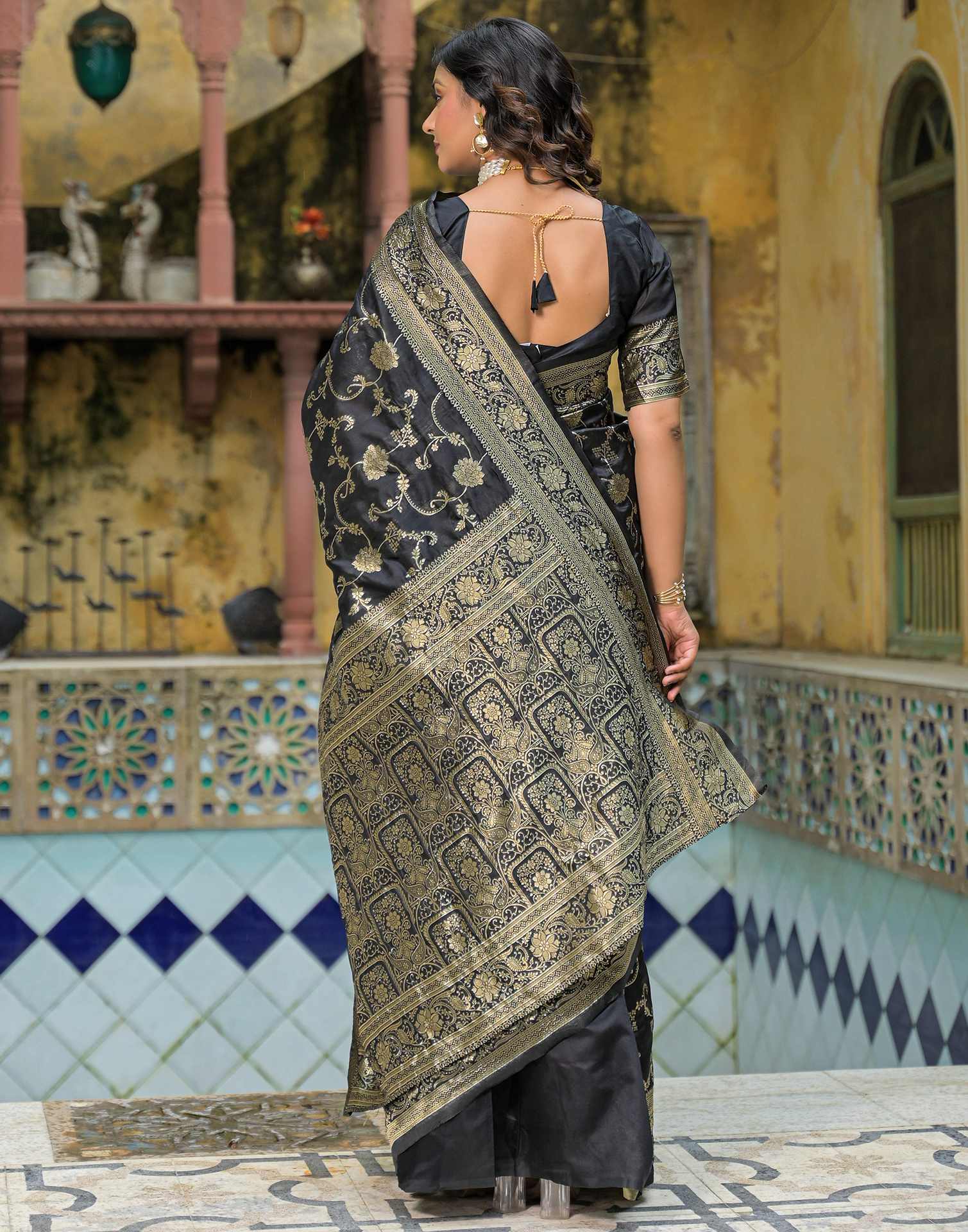 Black Silk Woven Banarasi Saree